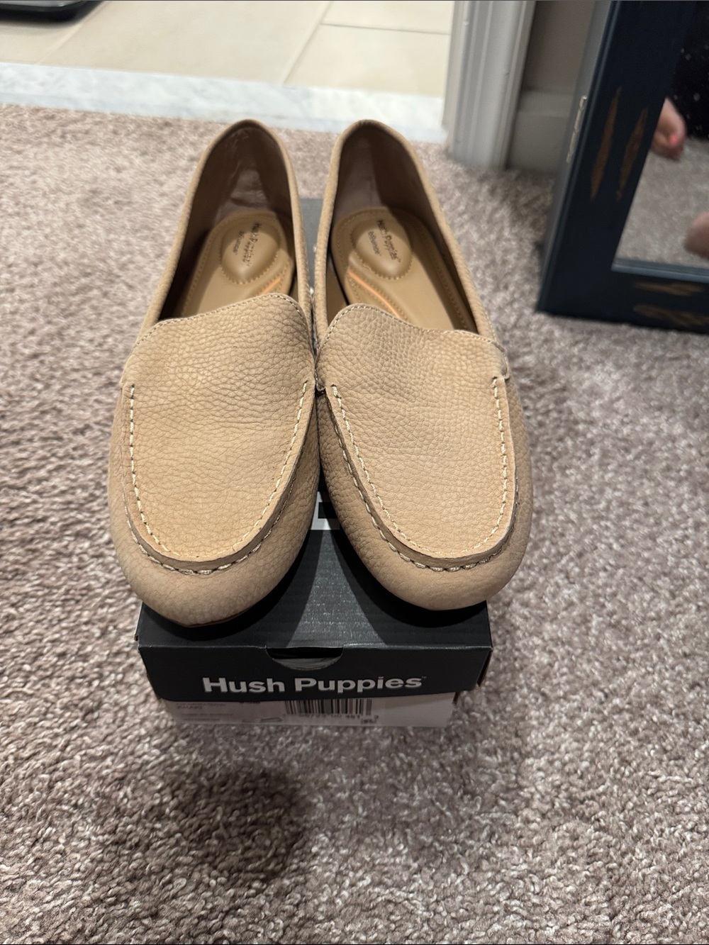 Hush Puppies Women’s Beige/Tan Suede Slip-On Loafers